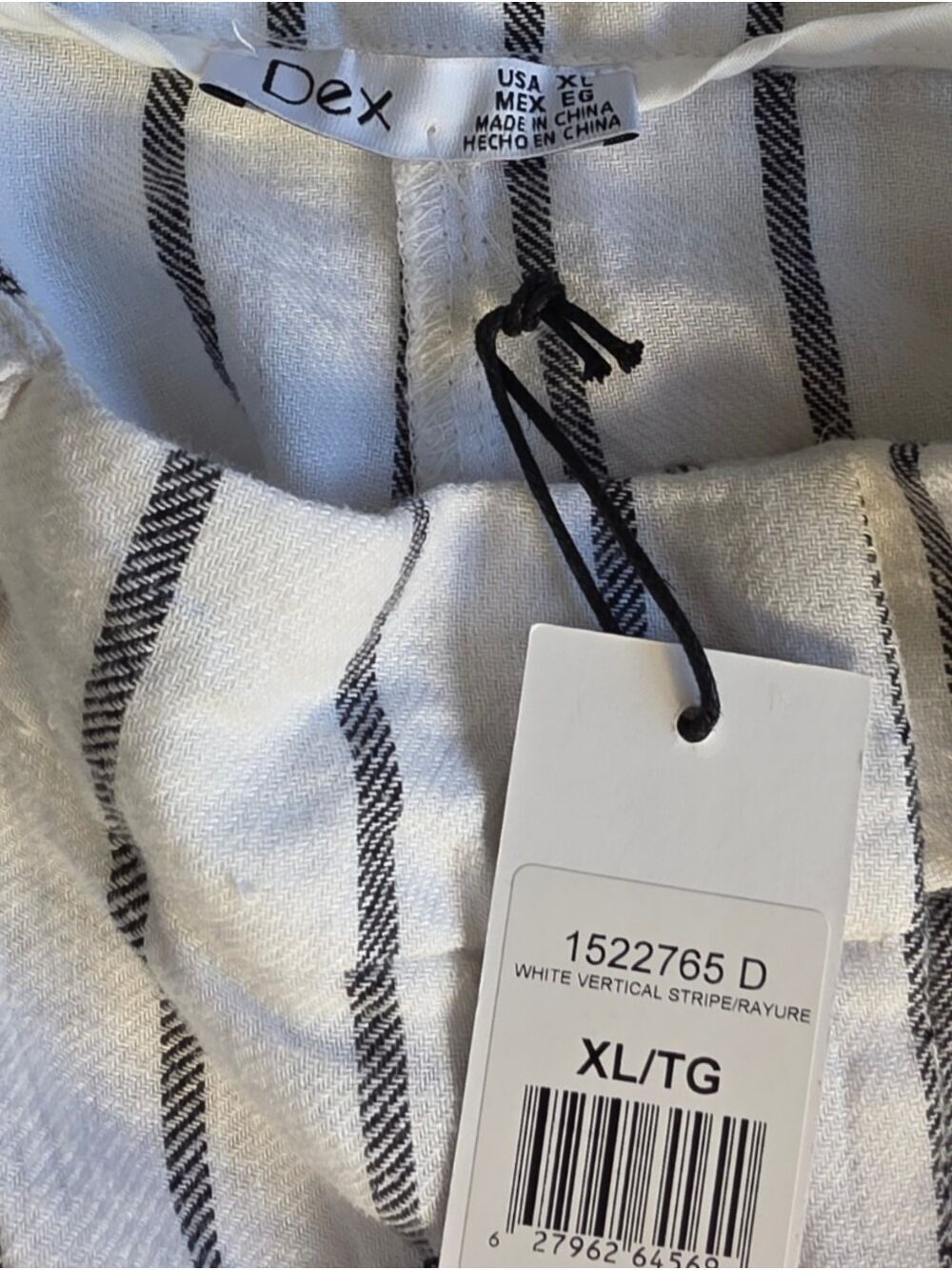Dex Linen Blend White Black Stripe Wide Leg Crop Pants Pleated Coastal XL NWT - Picture 9 of 10